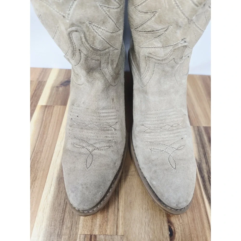 Acme Women Size‎ 5.5 O Tan Suede Leather Western Cowgirl Pull On Boots USA - Picture 4 of 11